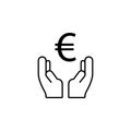 Hands, euro icon. Element of finance illustration. Signs and symbols icon can be used for web, logo, mobile app, UI, UX Royalty Free Stock Photo