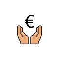hands, euro icon. Element of finance illustration. Signs and symbols icon can be used for web, logo, mobile app, UI, UX Royalty Free Stock Photo