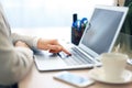 Hands of an executive working on his laptop Royalty Free Stock Photo