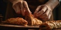 Hands expertly fold a delicate pastry, filled with a delicious blend of spices and meat, concept of Traditional cuisine
