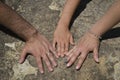 The hands of a famil