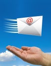 Hands fast mail clouds Royalty Free Stock Photo