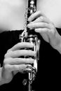 Hands of Female Musician Playing Clarinet Royalty Free Stock Photo