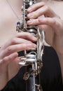 Hands of Female Musician Playing Clarinet Royalty Free Stock Photo