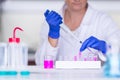 Hands of a female researcher carrying out research Royalty Free Stock Photo