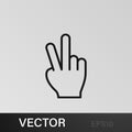 Hands, fingers, peace, two outline icons. Can be used for web, logo, mobile app, UI, UX