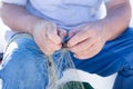 Hands of a fisherman Royalty Free Stock Photo