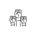 Hands fist vote line style icon