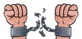 Hands Breaking Chain Shackles Cuffs Freedom Design Royalty Free Stock Photo