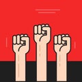 Hands with fists raised up vector, symbol of protest, revolution