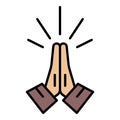 Hands folded in prayer icon color outline vector Royalty Free Stock Photo