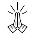 Hands folded in prayer icon, outline style