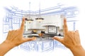Hands Framing Custom Kitchen Design Drawing and Photo Combination Royalty Free Stock Photo