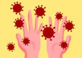 Hands Full of Bacteria and Viruses Vector