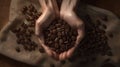 Hands Full of Coffee Beans, Image Ai Generated