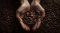 Hands Full of Coffee Beans, Image Ai Generated