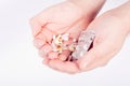 Hands full of drugs Royalty Free Stock Photo