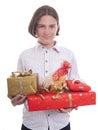Hands full of presents Royalty Free Stock Photo