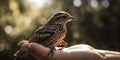 Hands gently release a rehabilitated bird back into the wild, celebrating the successful outcome of a wildlife rescue