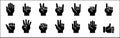 Hands gesture icon set. Hands fingers symbol. Hand finger signs set. included icons as palm, fist, bull, index, pinky, thumb up,