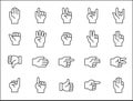 Hands gesture icon set. Hand finger signs set. Hands fingers symbol. included icons as palm, fist, bull, index, pinky, thumb up,