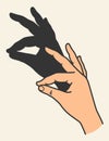 Hands gesture shadow. Gaming animal puppet from hand. Light shade imagination ingenious. Hand play theatrical puppet