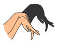 Hands gesture shadow. Gaming animal puppet from hand. Light shade imagination ingenious. Hand play theatrical puppet