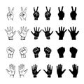 Hands gestures icons set isolated vector illustration