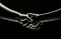 Hands gesturing on black background. Giving a helping hand. Support and help, agreement. Hands of two people of rescue Royalty Free Stock Photo