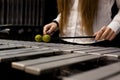 Hands girl playing the vibraphone Royalty Free Stock Photo