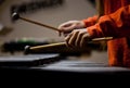 Hands of the girl playing the xylophone Royalty Free Stock Photo