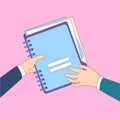 Hands Give Folder Document Papers, Concept Businessmen Share Information Data Icon