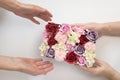 Giving Box Of Different Flowers Made From Soap Royalty Free Stock Photo