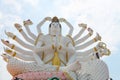 18 hands God statue Guanyin on background of blue sky in templ