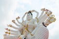 18 hands God statue Guanyin on background of blue sky in templ