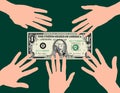 Hands grabbing dollar Royalty Free Stock Photo