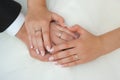 Hands of the groom and the bride Royalty Free Stock Photo