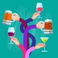 Hands Group Holding Glasses Drinks Cocktail Beer Wine Celebration Royalty Free Stock Photo