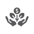 Hands growing money plant filled icon