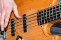 Hands of the guitarist`s bass Royalty Free Stock Photo