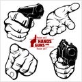 Hands with Guns and hand gestures - pistol pointed. At Gunpoint Royalty Free Stock Photo