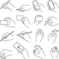 Hand with object vector line illustration