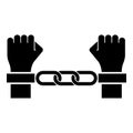 Hands in handcuffs Criminal concept Arrested punishment Bondage convict icon black color vector illustration image flat style