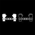 Hands in handcuffs Criminal concept Arrested punishment Bondage convict set icon white color vector illustration image solid fill