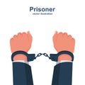 Hands in handcuffs. Human in jail Royalty Free Stock Photo