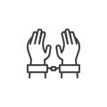 Hands with handcuffs line icon