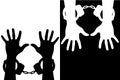 Hands in handcuffs. Silhouette icons