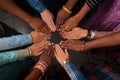 Hands of happy group of African people which stay together in circle Royalty Free Stock Photo