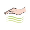 Reiki-Hands-on healing showing hand sending univeral energy waves for emotional Royalty Free Stock Photo