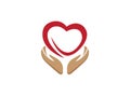 Hands and heart caring human health for logo design illustration vector Royalty Free Stock Photo